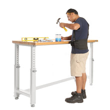 Load image into Gallery viewer, 72&quot; Adjustable Height Heavy-Duty Wood Top Workbench