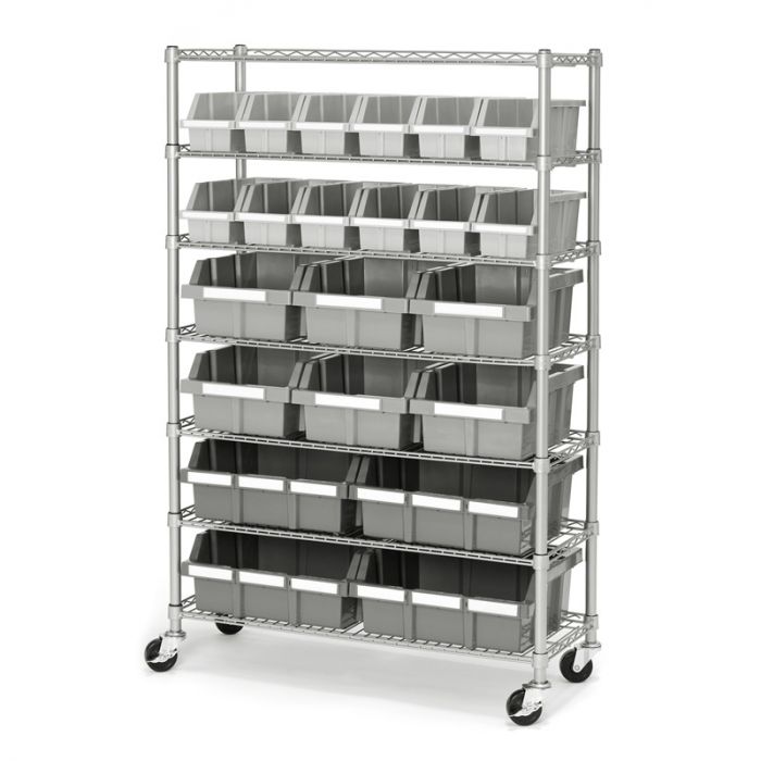 7-Tier Bin Rack Shelving, 36″ W x 14″ D x 56″ H